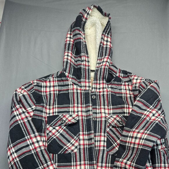 Boston Traders Men’s Plaid Hooded Flannel Jacket with Sherpa Lining - Picture 3 of 16